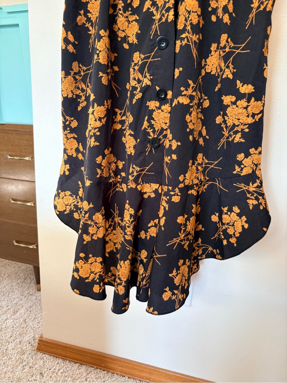 Black & Mustard Floral Midi Skirt - Picture 4 of 7